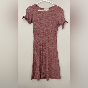 Size 2 Pink Rose sweater-like pink dress with ties on arms.